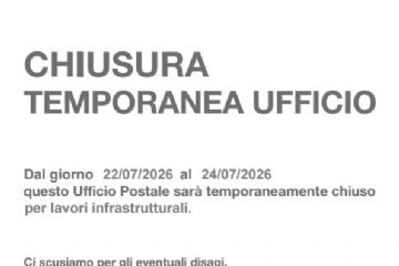Avviso chiusura temporanea UFFICIO POSTALE di CICONIO